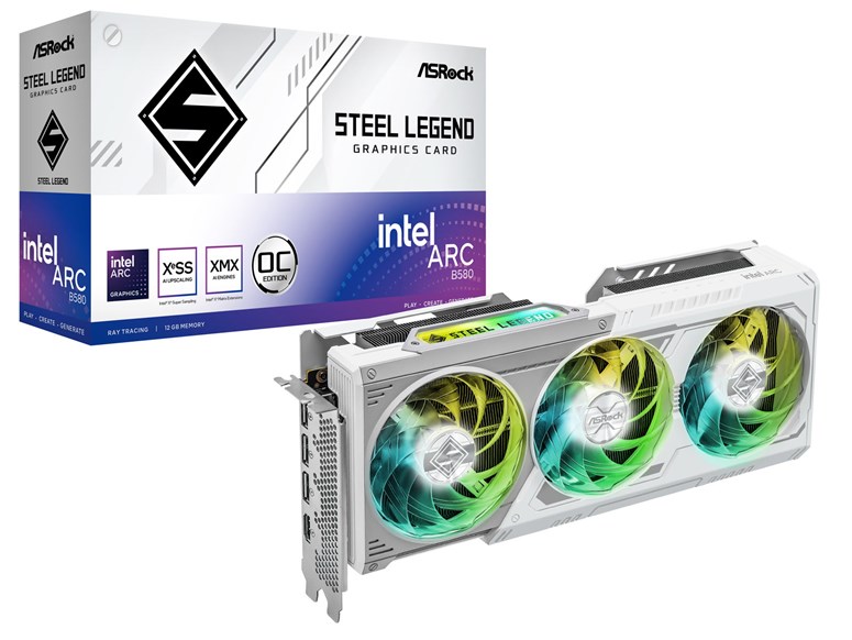 ASRock Intel Arc B580 Steel Legend OC 12GB GDDR6 Graphics Card